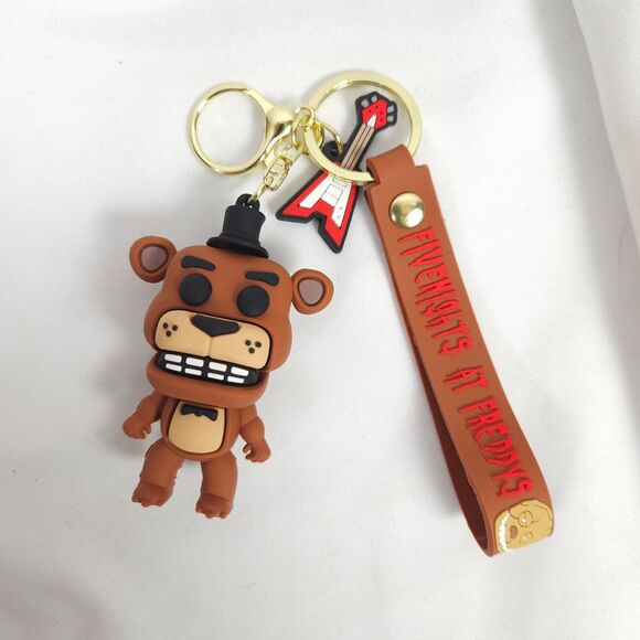 Freddy Fazbear FNAF 3D Keychain Five Nights at Freddy's Silicone Keyring Pendent - Picture 1 of 2
